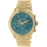 Michael Kors Runway Stop Hunger Blue Dial Gold Steel Strap Watch for Men - MK8315