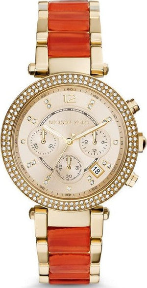 Michael Kors Parker Gold Dial Two Tone Steel Strap Watch for Women - MK6139