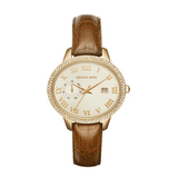 Michael Kors Whitley Quartz Gold Dial Brown Leather Strap Watch For Women - MK2428