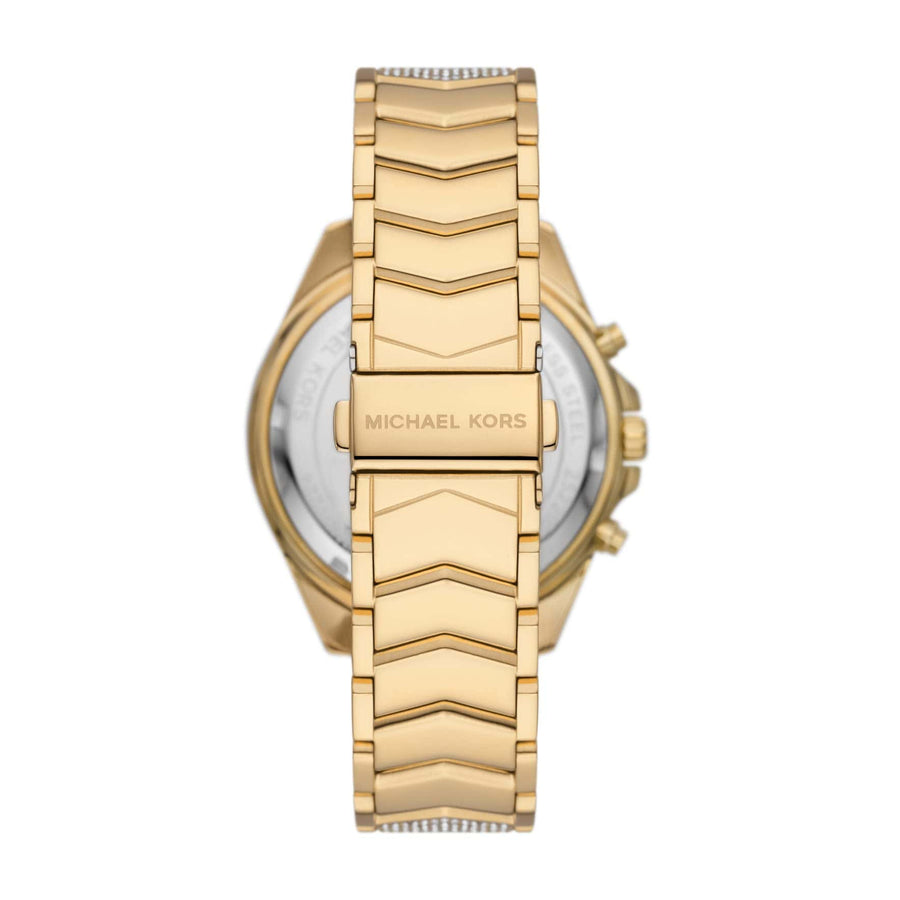 Michael Kors Whitney Chronograph Black Dial Gold Steel Strap Watch for Women - MK7224