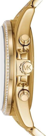 Michael Kors Whitney Chronograph Black Dial Gold Steel Strap Watch for Women - MK7224