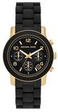 Michael Kors Runway Chronograph Black Dial Black Silicone Strap Watch For Women - MK7385