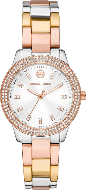 Michael Kors Tibby Three Hand Crystals Silver Dial Two Tone Steel Strap Watch for Women - MK4576