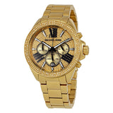 Michael Kors Wren Chronograph Crystal Pave Gold Dial Gold Steel Strap Watch for Women - MK6095