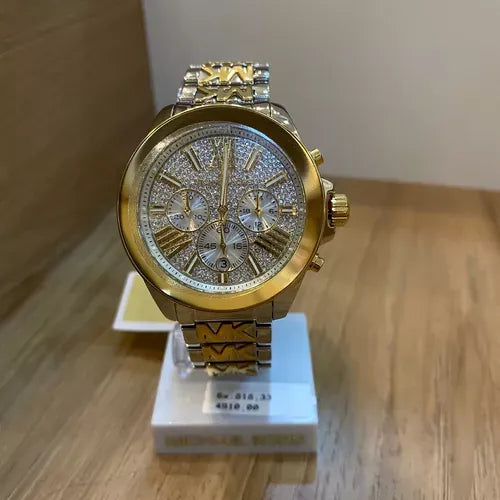 Michael Kors Wren Chronograph Crystals Silver Two Tone Steel Strap Watch for Women - MK6953
