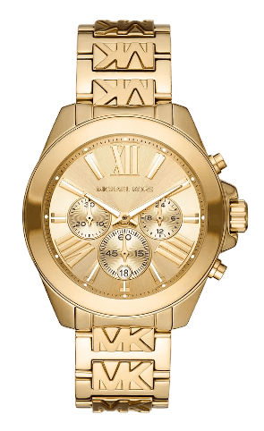 Michael Kors Wren Chronograph Gold Dial Gold Steel Strap Watch for Women - MK6952