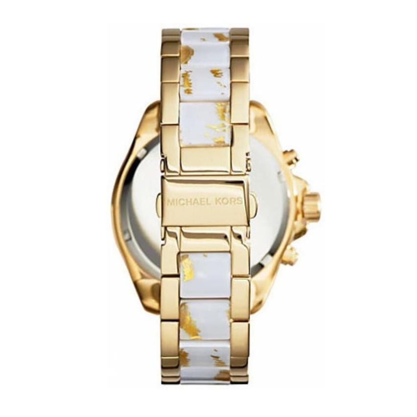 Michael Kors Wren Diamonds Gold Dial Two Tone Steel Strap Watch for Women - MK6157