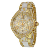 Michael Kors Wren Diamonds Gold Dial Two Tone Steel Strap Watch for Women - MK6157
