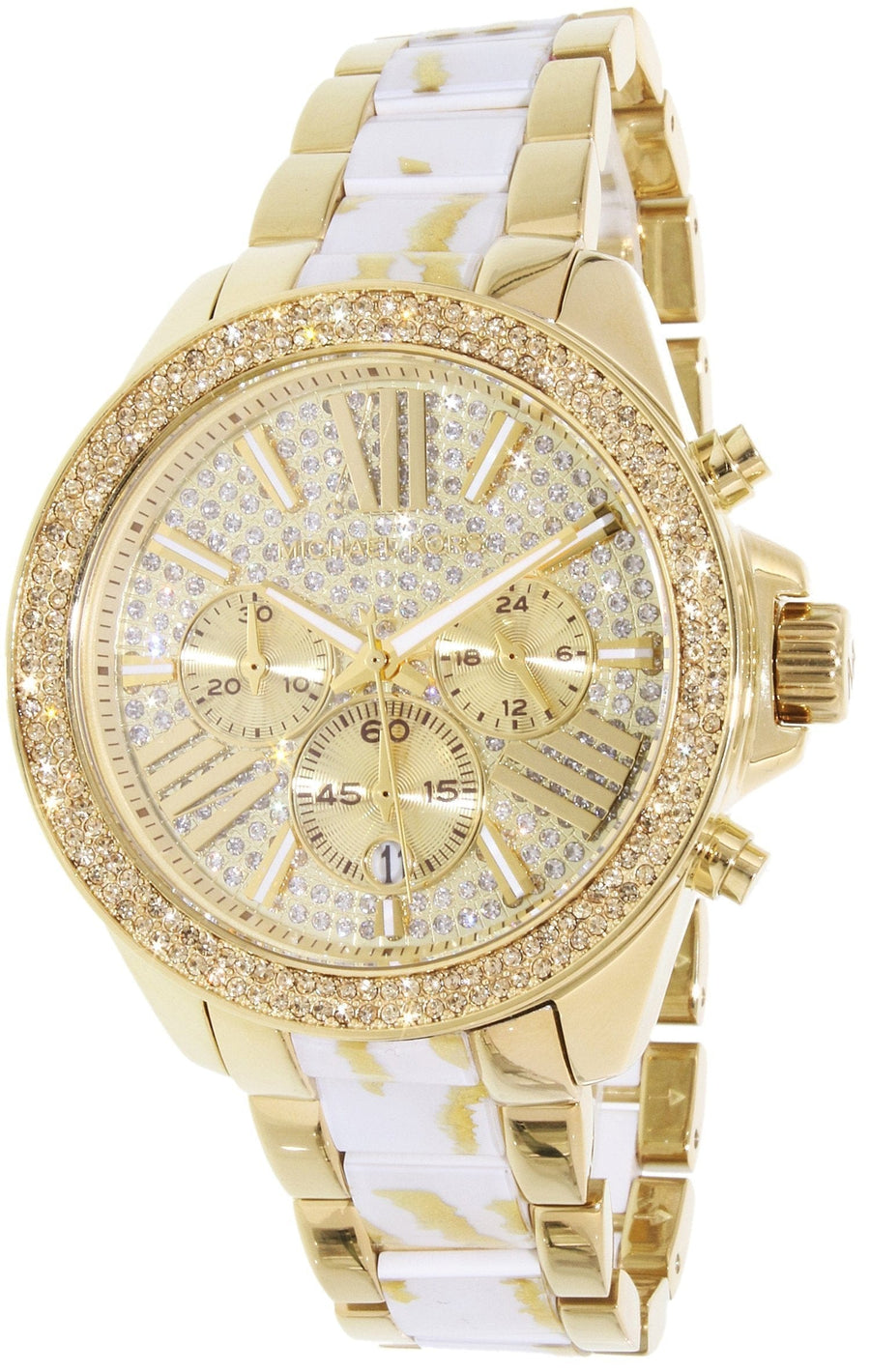 Michael Kors Wren Diamonds Gold Dial Two Tone Steel Strap Watch for Women - MK6157