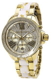 Michael Kors Wren Diamonds Gold Dial Two Tone Steel Strap Watch for Women - MK6157
