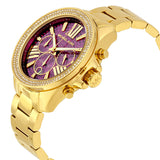 Michael Kors Wren Purple Dial Gold Steel Strap Watch for Women - MK6290