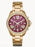 Michael Kors Wren Purple Dial Gold Steel Strap Watch for Women - MK6290
