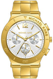 Michael Kors Wyatt Chronograph White Dial Gold Steel Strap Watch For Women - MK5933