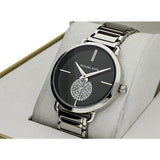 Michael Kors Portia Black Dial Silver Steel Strap Watch for Women - MK3638