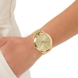 Michael Kors Slim Runway Gold Dial Gold Stainless Steel Strap Watch for Women - MK3179