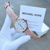 Michael Kors Pyper Quartz Silver Dial Pink Leather Strap Watch for Women - MK2947