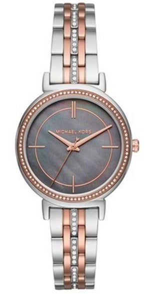 Michael Kors Cinthia Mother of Pearl Grey Dial Two Tone Steel Strap Watch for Women - MK3642