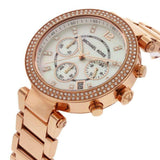 Michael Kors Parker White Dial with Diamonds Rose Gold Steel Strap Watch for Women - MK5491