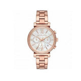 Michael Kors Sofie Chronograph Mother of Pearl White Dial Rose Gold Steel Strap Watch For Women - MK6576