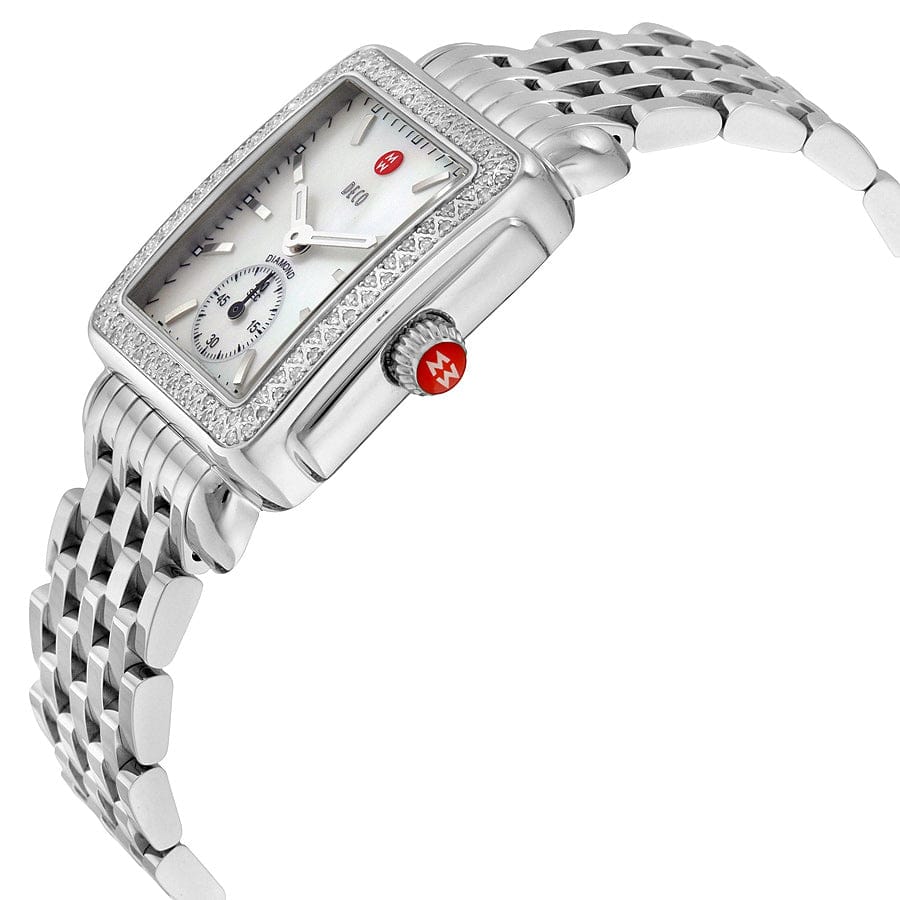 Michele Deco Mother of Pearl Dial Silver Steel Strap Watch For Women - MWW06V000001
