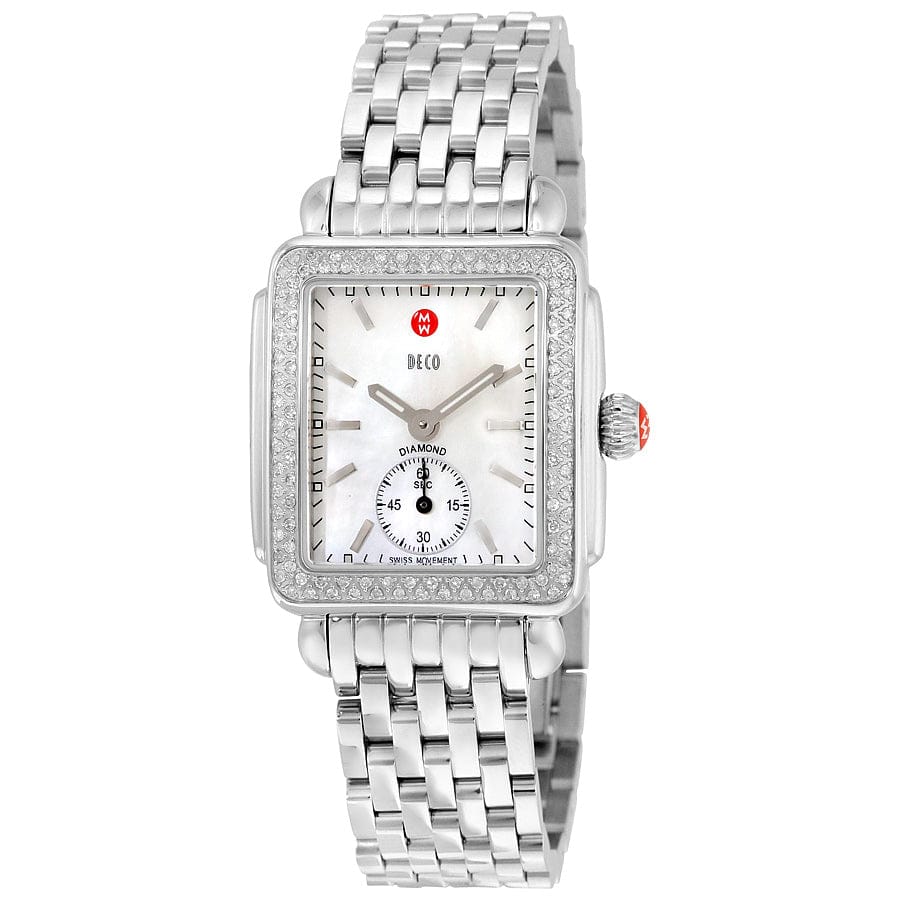 Michele Deco Mother of Pearl Dial Silver Steel Strap Watch For Women - MWW06V000001