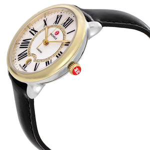 Michele Serein Silver Dial Black Leather Strap Watch for Women - MWW21B000019