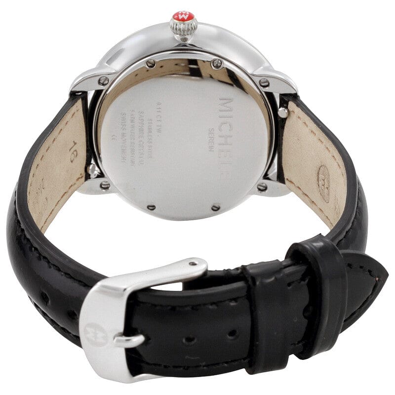 Michele Serein Mother of Pearl Dial Black Leather Strap Watch for Women - MWW21B000019