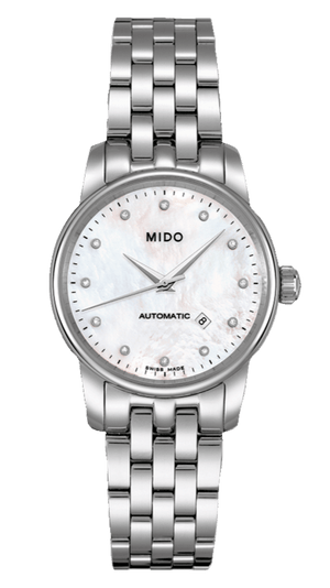 Mido Baroncelli Automatic Mother Of Pearl Dial Silver Steel Strap Watch For Women - M7600.4.69.1