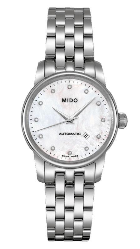 Mido Baroncelli Automatic Mother Of Pearl Dial Silver Steel Strap Watch For Women - M7600.4.69.1
