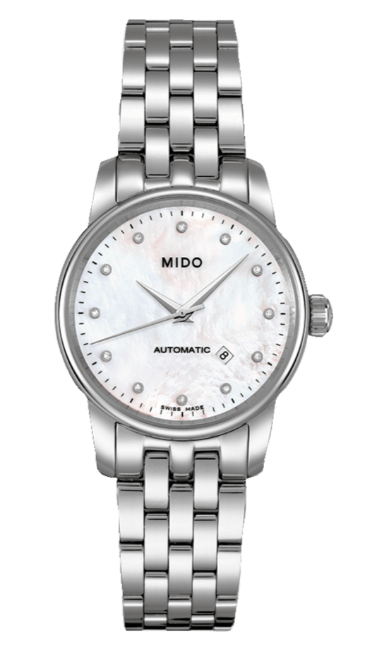 Mido Baroncelli Automatic Mother Of Pearl Dial Silver Steel Strap Watch For Women - M7600.4.69.1