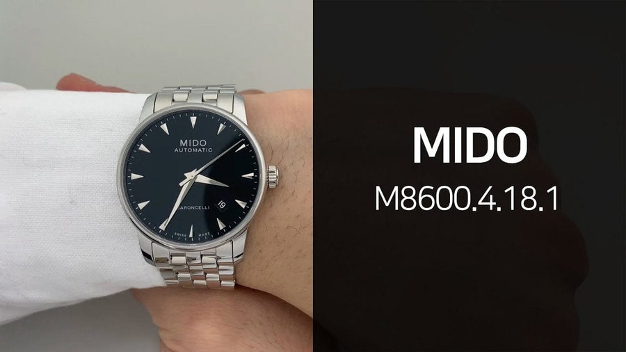 Mido Baroncelli Ii Automatic Black Dial Silver Steel Strap Watch For Men - M8600.4.18.1