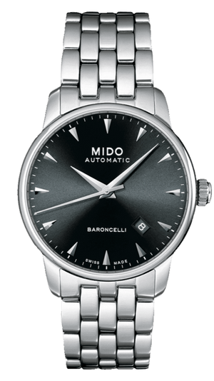 Mido Baroncelli Ii Automatic Black Dial Silver Steel Strap Watch For Men - M8600.4.18.1