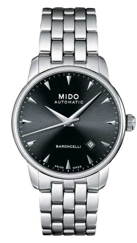Mido Baroncelli Ii Automatic Black Dial Silver Steel Strap Watch For Men - M8600.4.18.1