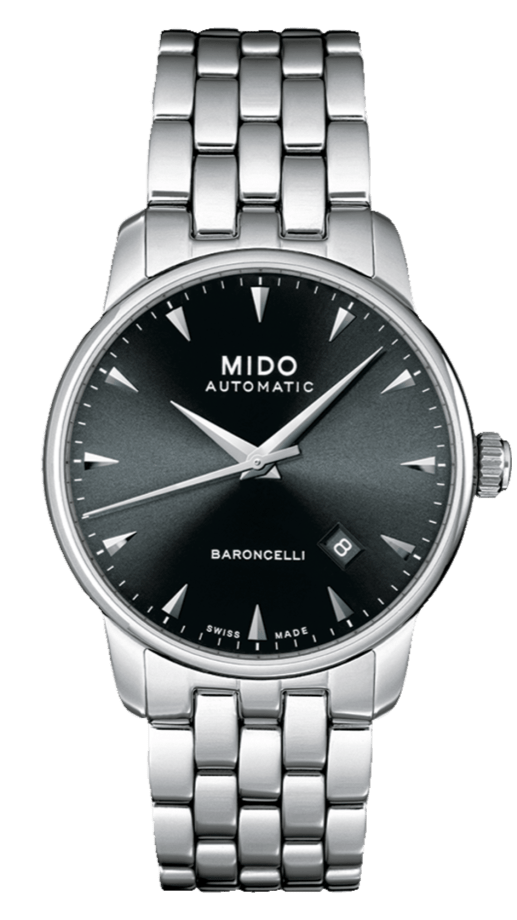 Mido Baroncelli Ii Automatic Black Dial Silver Steel Strap Watch For Men - M8600.4.18.1