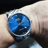 Mido Baroncelli II Automatic Blue Dial Silver Steel Strap Watch For Men - M8600.4.15.1