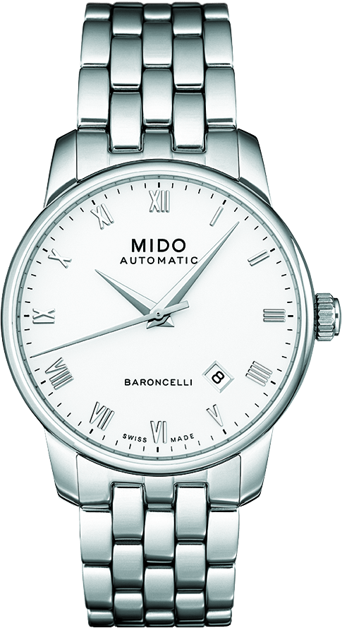 Mido Baroncelli II Automatic White Dial Silver Steel Strap Watch For Men - M8600.4.26.1