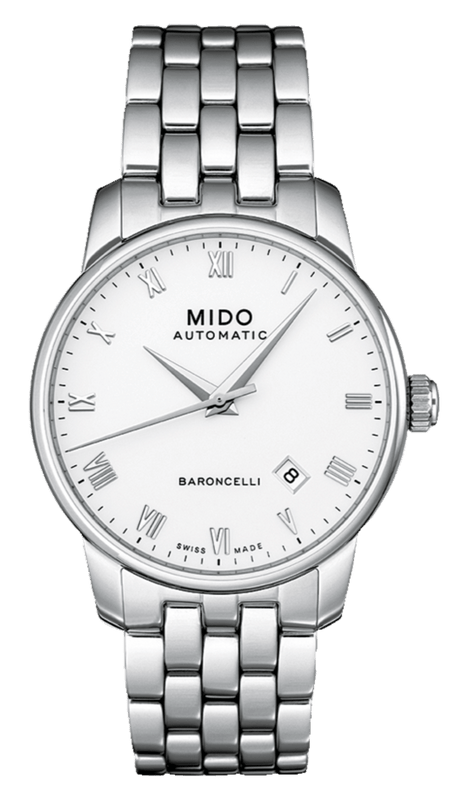 Mido Baroncelli II Automatic White Dial Silver Steel Strap Watch For Men - M8600.4.26.1