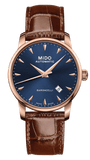 Mido Baroncelli III Automatic Blue Dial Brown Leather Strap Watch For Men - M8600.3.15.8