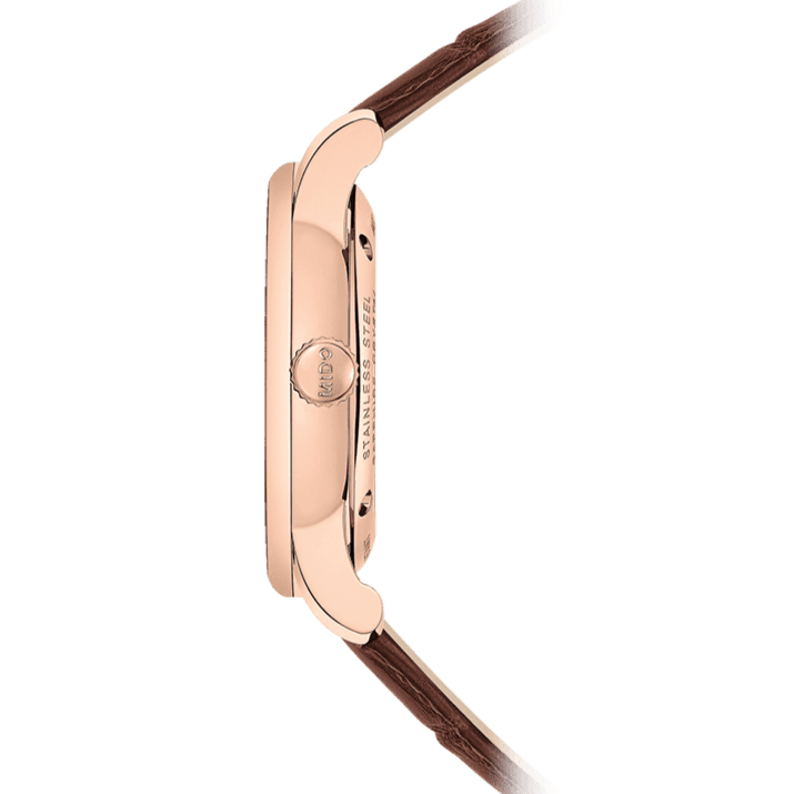 Mido Baroncelli III Automatic Diamonds Brown Dial Brown Leather Strap Watch For Women - M7600.3.64.8