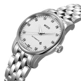 Mido Baroncelli III Automatic Diamonds White Dial Silver Steel Strap Watch For Women - M7600.4.66.1