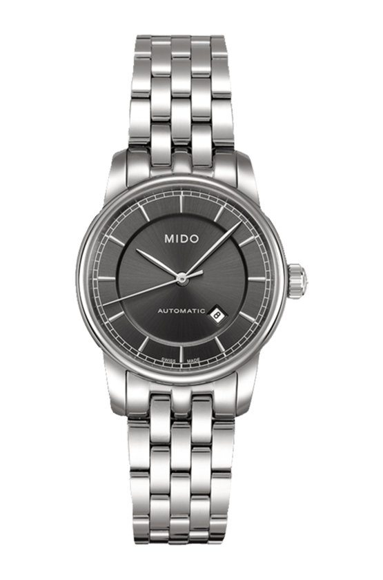 Mido Baroncelli III Automatic Grey Dial Silver Steel Strap Watch For Women - M7600.4.13.1