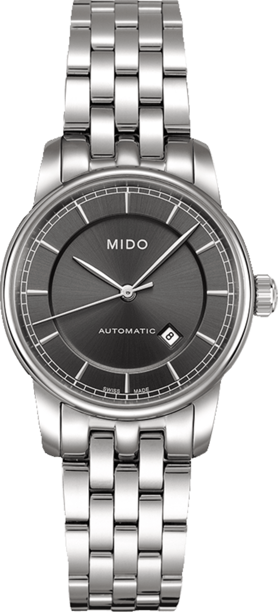 Mido Baroncelli III Automatic Grey Dial Silver Steel Strap Watch For Women - M7600.4.13.1