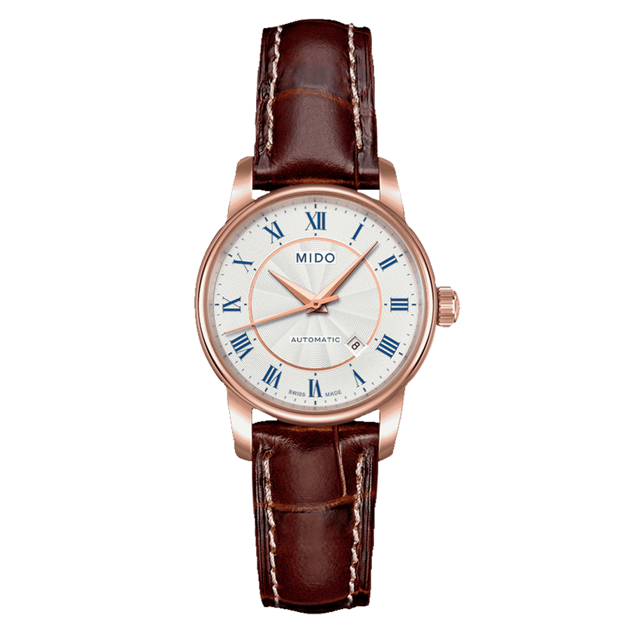 Mido Baroncelli III Automatic Silver Dial Brown Leather Strap Watch For Men - M8600.2.21.8