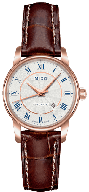 Mido Baroncelli III Automatic Silver Dial Brown Leather Strap Watch For Women - M7600.2.21.8