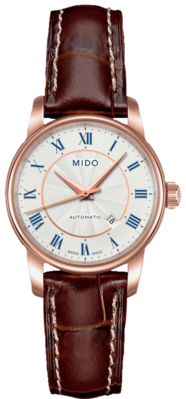 Mido Baroncelli III Automatic Silver Dial Brown Leather Strap Watch For Women - M7600.2.21.8