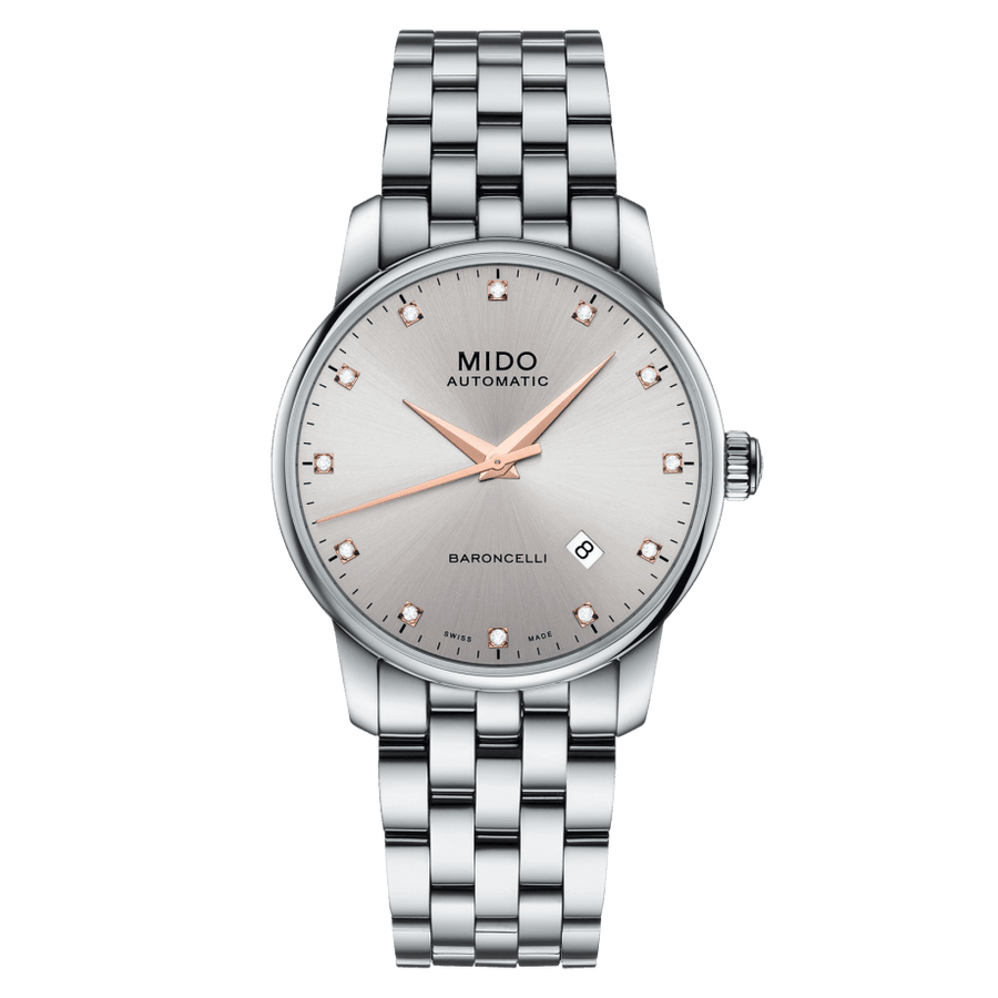 Mido Baroncelli III Automatic Silver Dial Silver Steel Strap Watch For Men - M8600.4.67.1