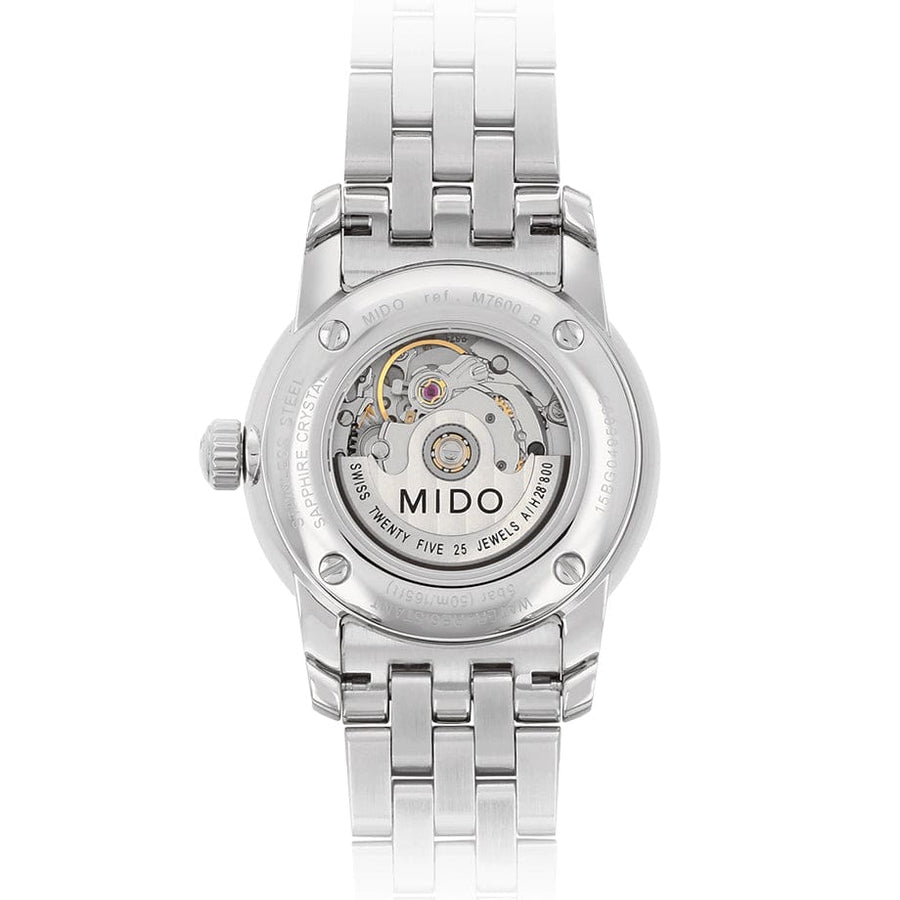 Mido Baroncelli III Automatic White Dial Silver Steel Strap Watch For Women - M7600.4.26.1
