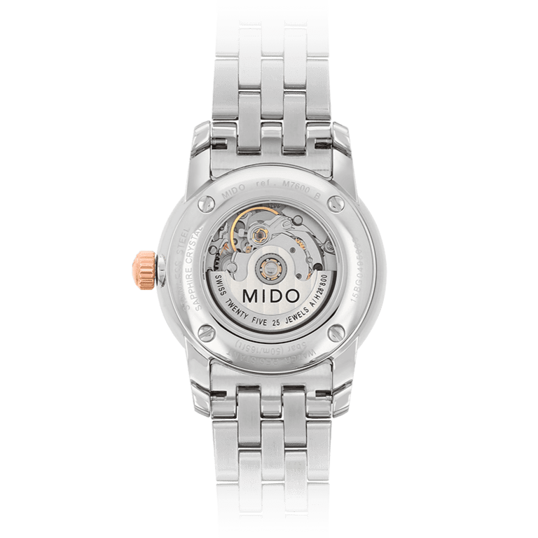 Mido Baroncelli III Automatic White Dial Two Tone Steel Strap Watch For Women - M7600.9.N6.1