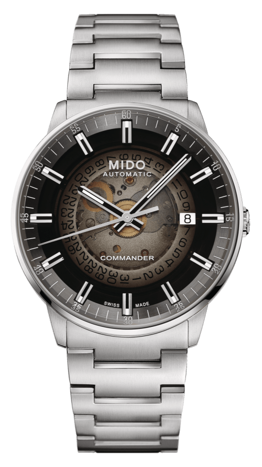 Mido Commander Automatic Gradient Black Dial Silver Steel Strap Watch For Men - M021.407.11.411.00