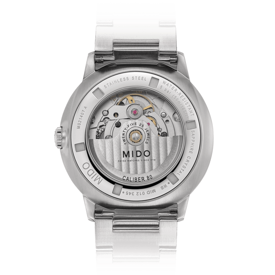 Mido Commander Automatic Gradient Blue Dial Silver Steel Strap Watch For Men - M021.407.11.411.01